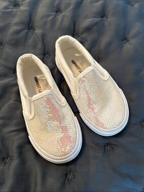 Girls' Sequin Slip-On Sneakers in White